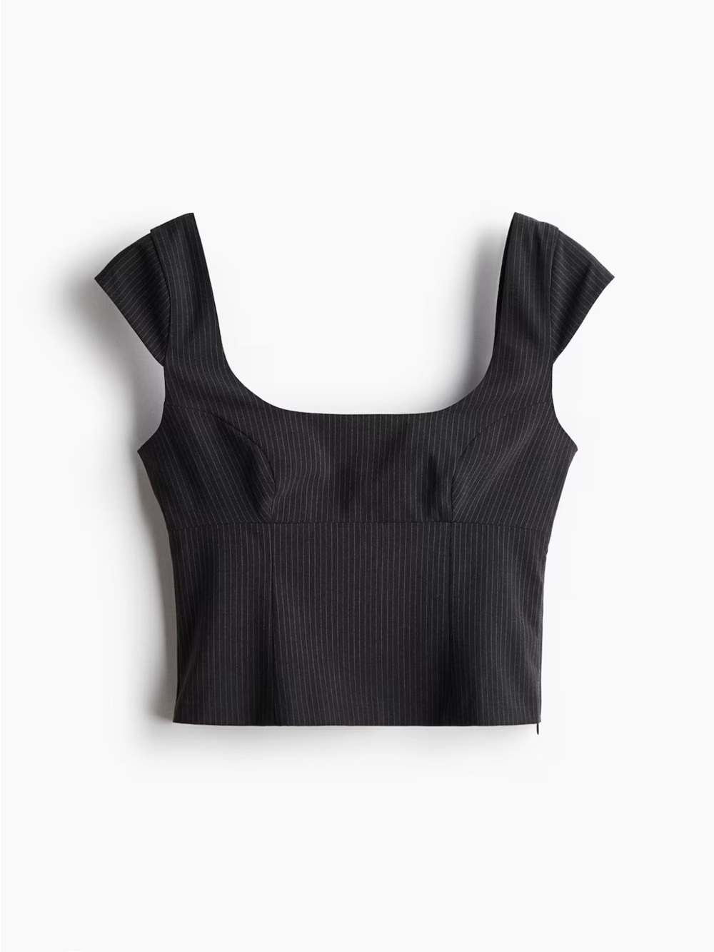 Pinstripe cap sleeve top